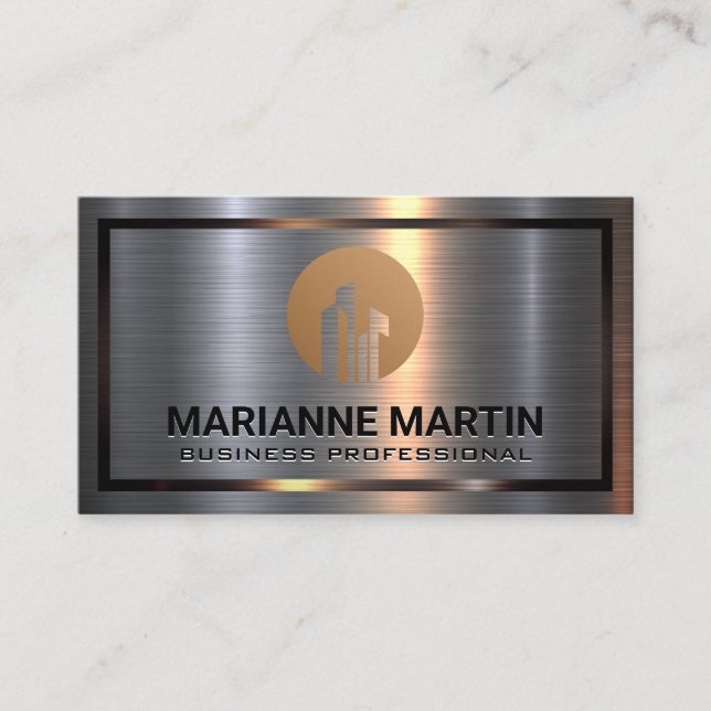 Tarjeta De Visita Cepillado plateado de aluminio metalizado | Logoti (Anverso)