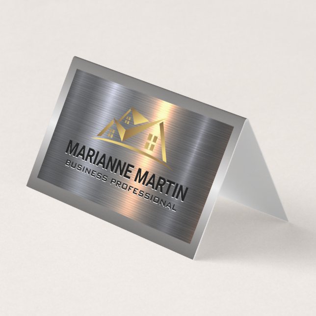 Tarjeta De Visita Cepillado plateado de aluminio metalizado | Logoti (Anverso)