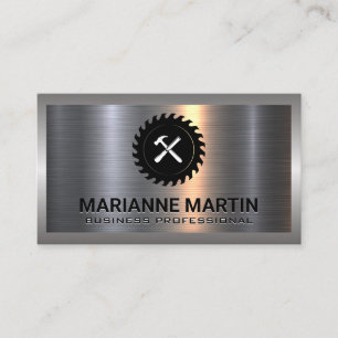 Tarjeta De Visita Cepillado plateado de aluminio metalizado   Saw Ci