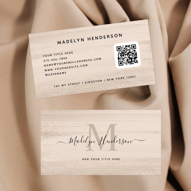 Tarjeta De Visita Cepillo Beige Neutral Activa el Cepillo Moderno Có (Subido por el creador)