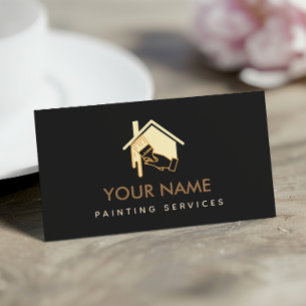 Tarjeta De Visita Cepillo de la casa moderna pintura Crema neutra y 