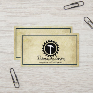 Tarjeta De Visita Cepillo de madera de carpintero y construcción pro