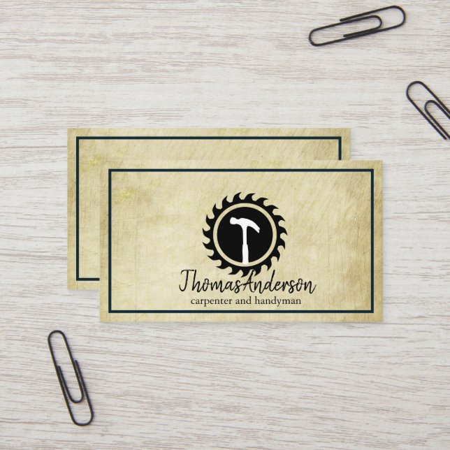 Tarjeta De Visita Cepillo de madera de carpintero y construcción pro (Anverso/Reverso In Situ)