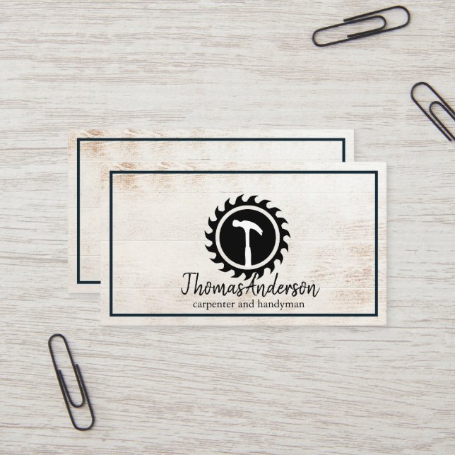 Tarjeta De Visita Cepillo de madera de carpintero y construcción pro (Anverso/Reverso In Situ)