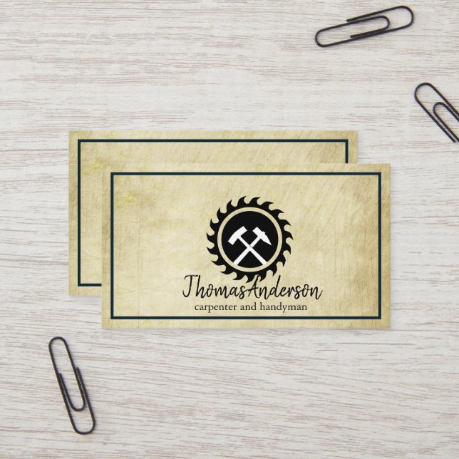 Tarjeta De Visita Cepillo de madera de carpintero y construcción pro (Anverso/Reverso In Situ)