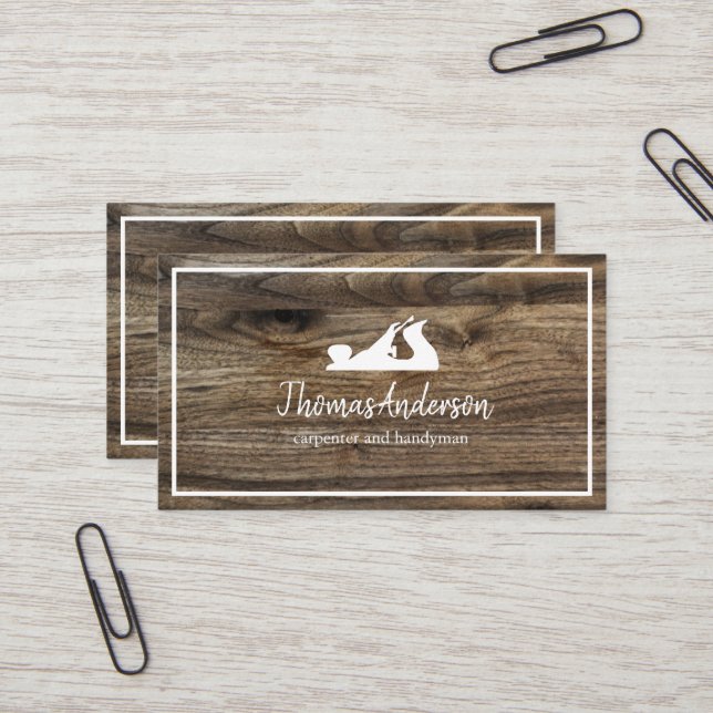 Tarjeta De Visita Cepillo de madera de carpintero y construcción pro (Anverso/Reverso In Situ)