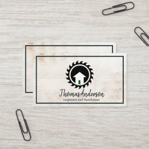 Tarjeta De Visita Cepillo de madera de carpintero y construcción pro