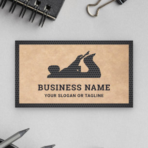 Tarjeta De Visita Cepillo de Mano Negro Rustic Kraft Carpintero Mano