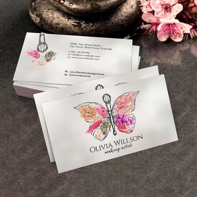 Tarjeta De Visita Cepillo de maquillaje de mariposa (Subido por el creador)