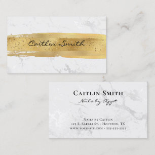 Tarjeta De Visita Cepillo de oro Stroke Relieve metalizado blanco pl