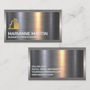 Tarjeta De Visita Cepillo metalizado   Logotipo de la propiedad