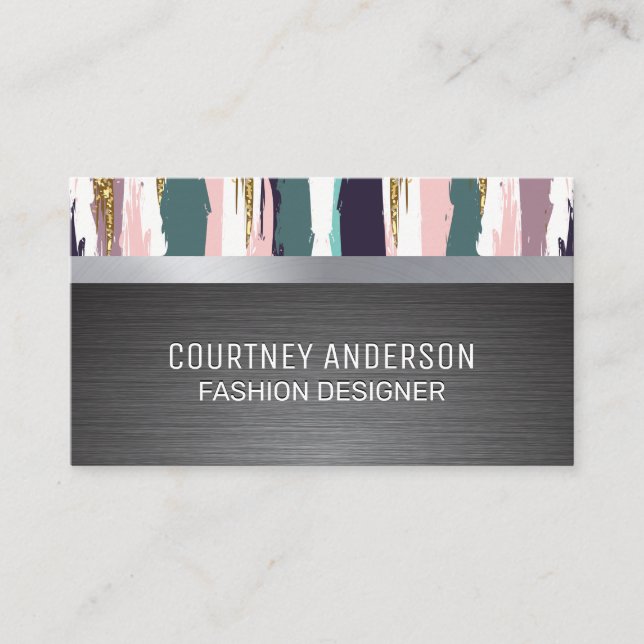 Tarjeta De Visita Cepillo metalizado | Pincel artístico (Anverso)