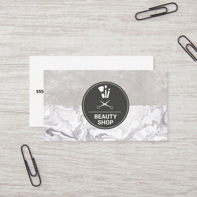 Tarjeta De Visita Cepillos de maquillaje de mármol (Anverso/Reverso In Situ)