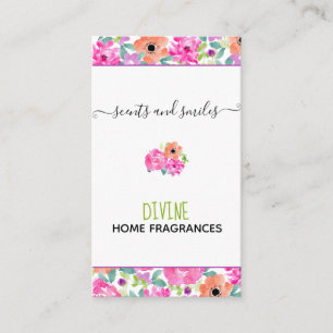 Tarjeta De Visita Cera artesanal derrite color agua floral vertical