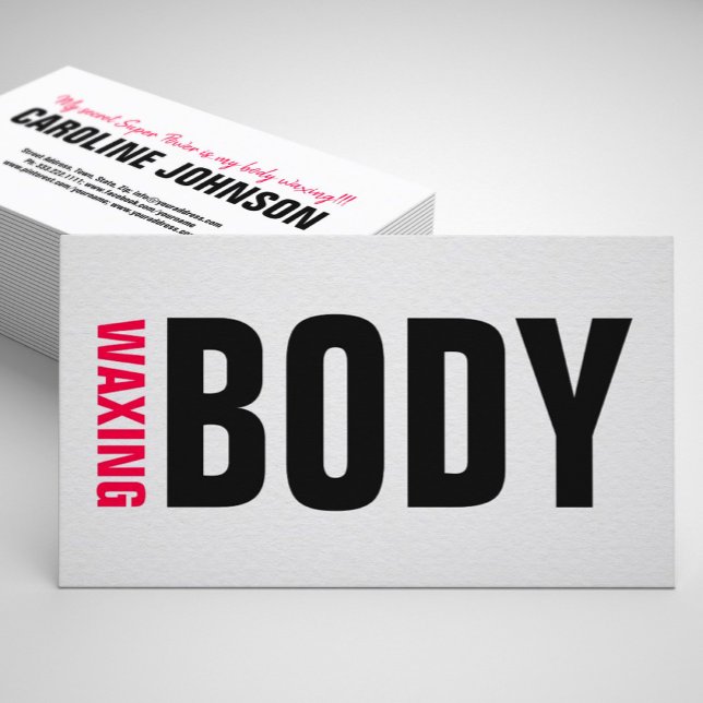 Tarjeta De Visita Cera de lavado de cuerpo negrita Letras rosa negro (Perfect for business)