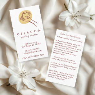 Tarjeta De Visita CERÁMICA Hecha a Mano Instrucciones de CUIDADO