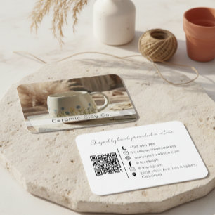 Tarjeta De Visita Cerámica moderna hecha a mano Código QR de arcilla