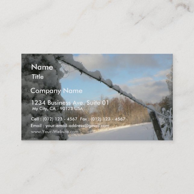 Tarjeta De Visita Cerca Nevado Barbwire (Anverso)