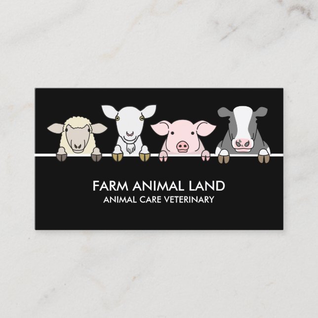 Tarjeta De Visita Cerdo de oveja de vaca veterinaria de raza negra (Anverso)