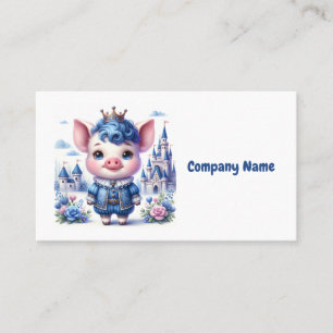 Tarjeta De Visita Cerdo real azul lindo