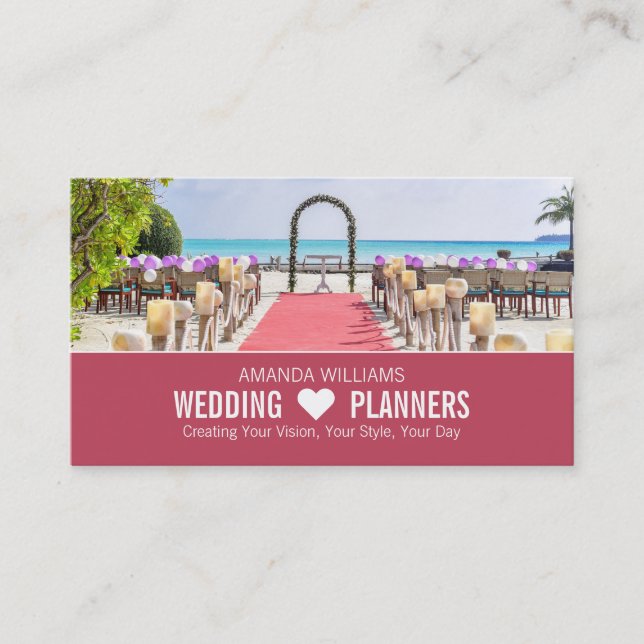 Tarjeta De Visita Ceremonia de playa, planificador de eventos Boda (Anverso)