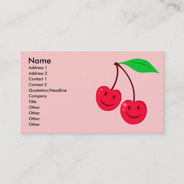 Tarjeta De Visita cerezas de cara feliz (Anverso)