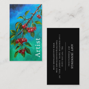Tarjeta De Visita Cerezas Rojas al Amanecer de Verano Pintura de Alf