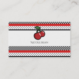 Tarjeta De Visita Cerezas Rojas Retro Vintage Frutal Personalizadas