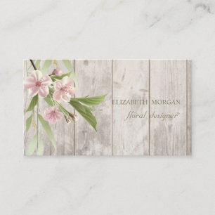Tarjeta De Visita Cerezo Profesional Romántico, Textura de Madera