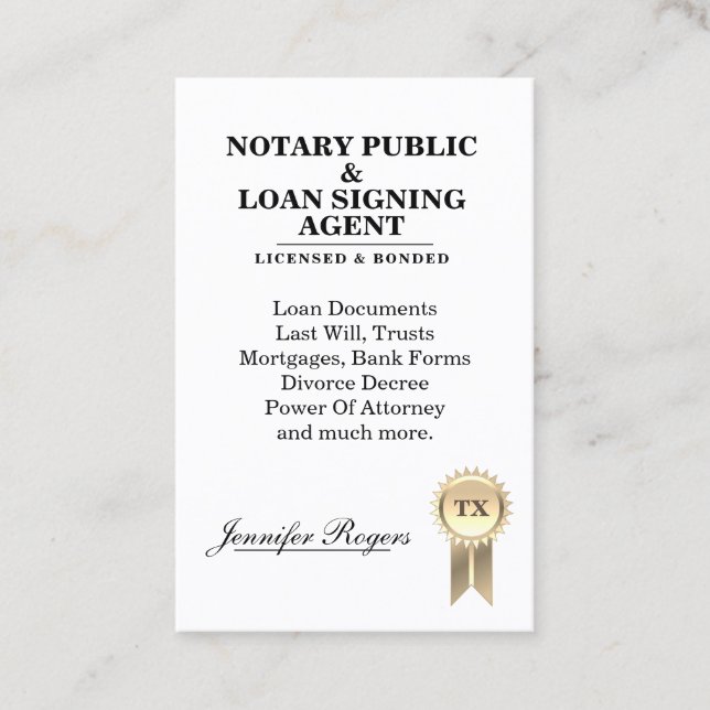 Tarjeta De Visita Certificación de búsqueda de contratos  (Anverso)