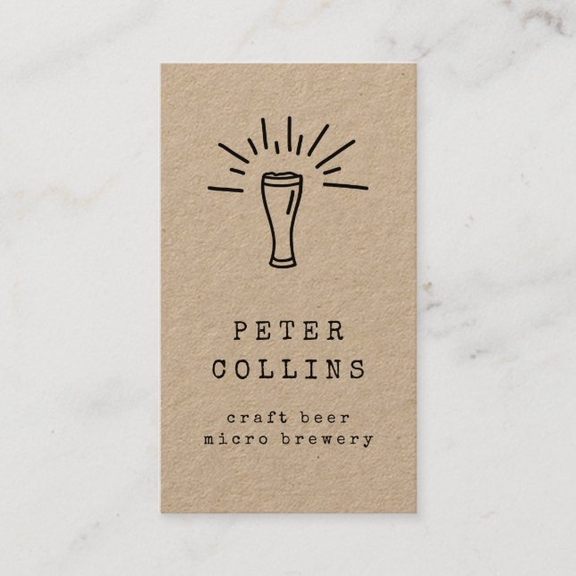 Tarjeta De Visita cervecería de vidrio microcervecería de doodle rús (Anverso)