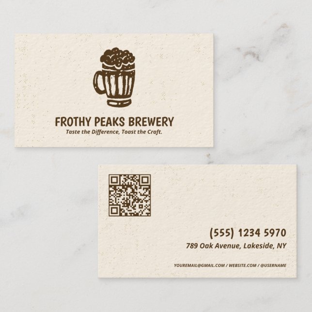Tarjeta De Visita Cervecería QR escaneable (Anverso / Reverso)