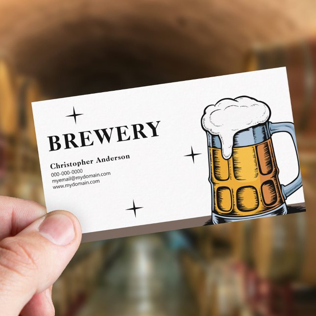 Tarjeta De Visita Cerveza barata a mano Mug - Cervecería (Hand-drawn Beer Mug - Brewery Business Card)