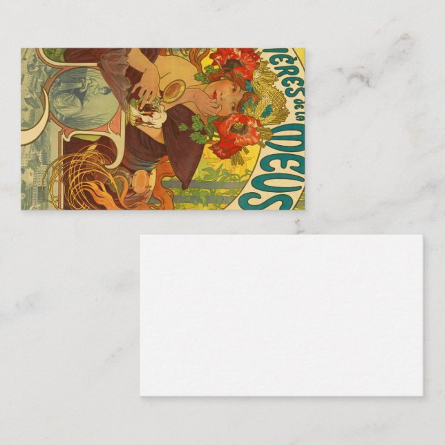 Tarjeta De Visita Cerveza de la musa, 1897 por Alphonse Mucha (Anverso / Reverso)