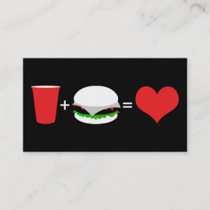 Tarjeta De Visita cerveza + hamburguesa = amor