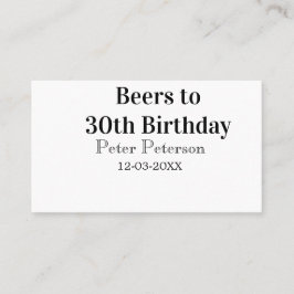 Tarjeta De Visita Cervezas hasta el cumpleaños 30 nombre fecha hombr