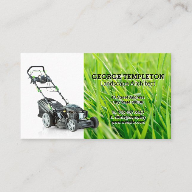 Tarjeta De Visita Césped | Lawn Mower | Servicios de paisajismo (Anverso)