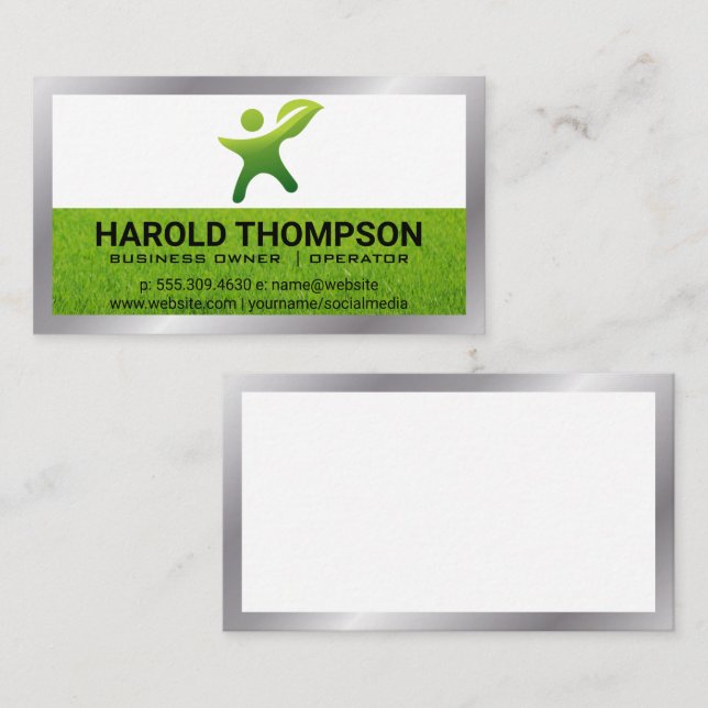 Tarjeta De Visita Césped | Logotipo de jardinería (Anverso / Reverso)