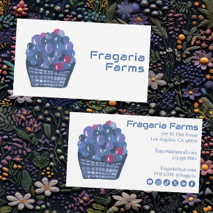 Tarjeta De Visita Cesta de Arándanos Encantador Acuarela Fruta Linda