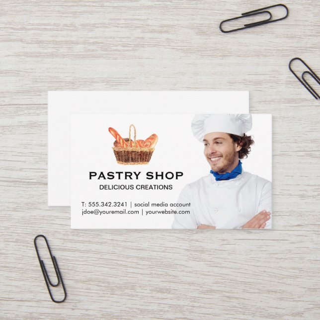 Tarjeta De Visita Cesta de Baguettes | Chef (Anverso/Reverso In Situ)