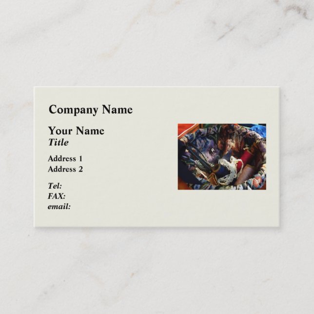 Tarjeta De Visita Cesta de Crocheting y Hilo (Anverso)