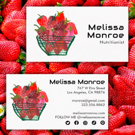 Tarjeta De Visita Cesta de fresas con encanto de color de agua dulce
