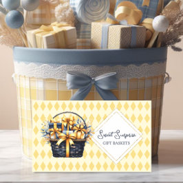 Tarjeta De Visita Cesta de regalos azul marino y amarillo