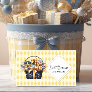 Tarjeta De Visita Cesta de regalos azul marino y amarillo