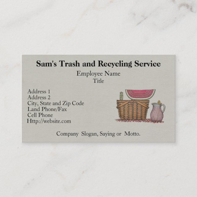 Tarjeta De Visita Cesta y sandía de la comida campestre (Anverso)