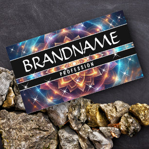 Tarjeta De Visita Chakra Flor de la Vida Brillo Estrellas Brillantes