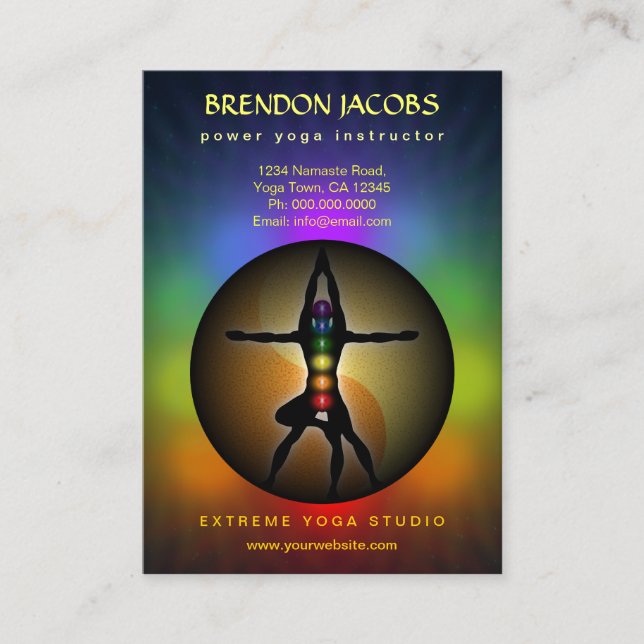 Tarjeta De Visita Chakras de Yoga Yin Yang Pose Teacher Grande Verti (Anverso)