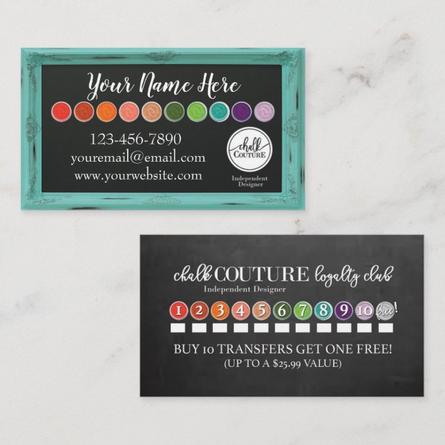 Tarjeta De Visita Chalk Couture Custom Business Card (Anverso / Reverso)