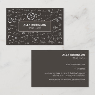 Tarjeta de visita Chalkboard Algebra Math Tutor