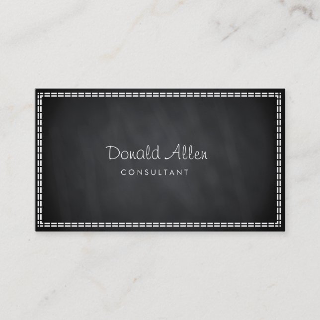 Tarjeta De Visita Chalkboard Black Vintage Professional Squared (Anverso)